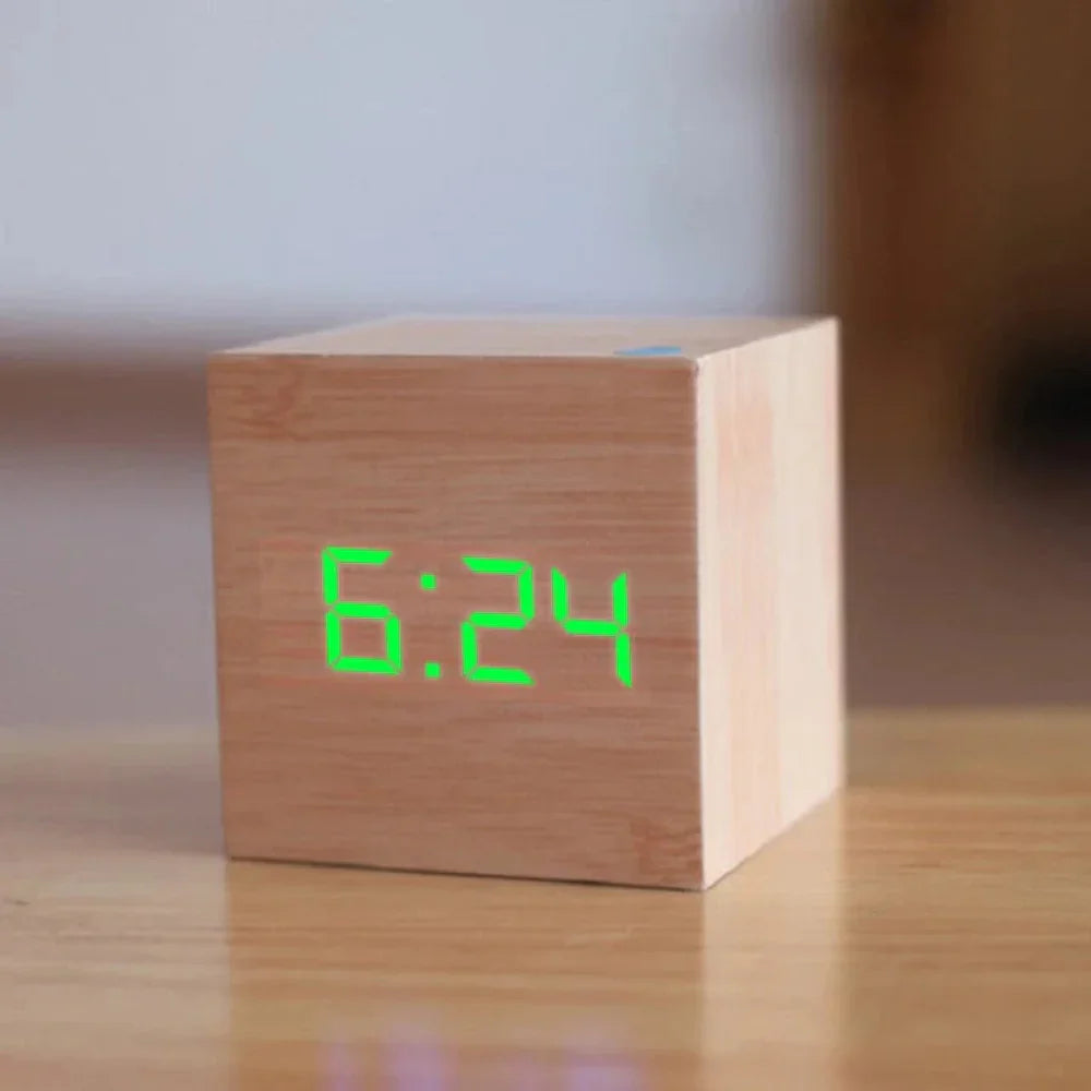 Mini Alarm Clock with LED Display Cube Design