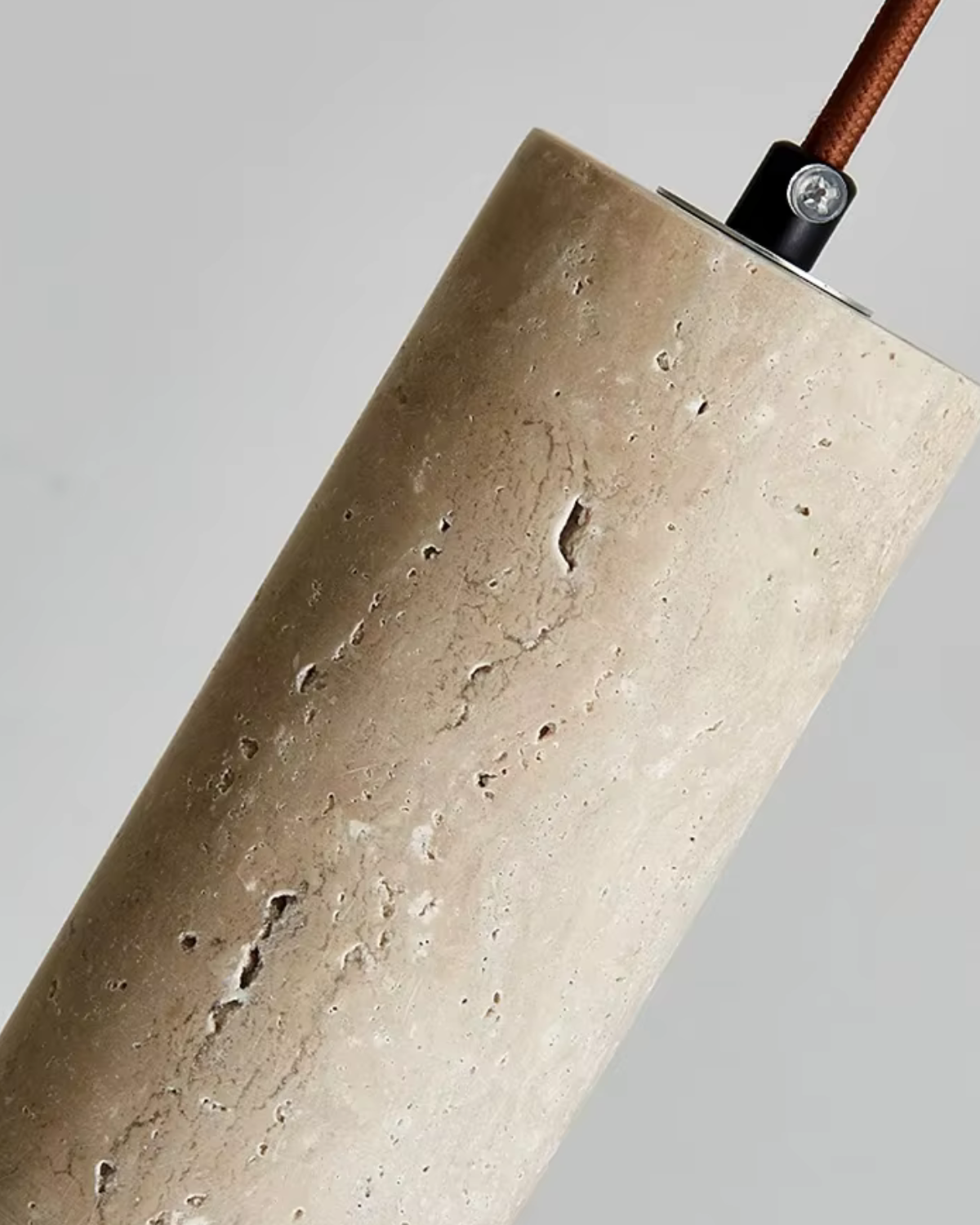 Minimalist Travertine Pendant Light with Natural Stone Cylinder
