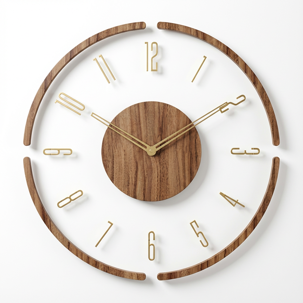Modern Acrylic Wood Wall Clock for Silent Minimalist Style