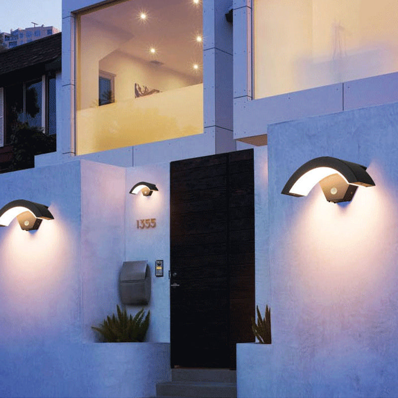 Modern Arc Outdoor Wall Light with Motion Sensor