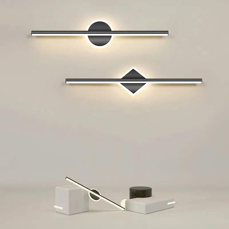 Modern Black Vanity Mirror Wall Light with LED Bar