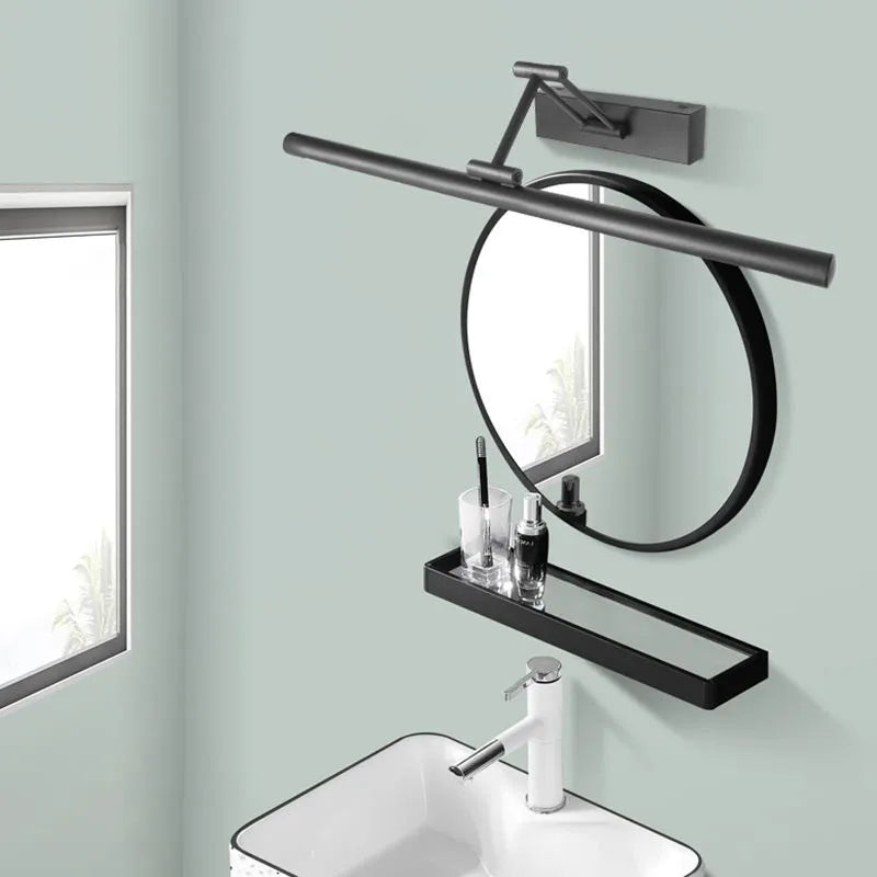 Modern Black & White Vanity Wall Mirror Light with LED Bar