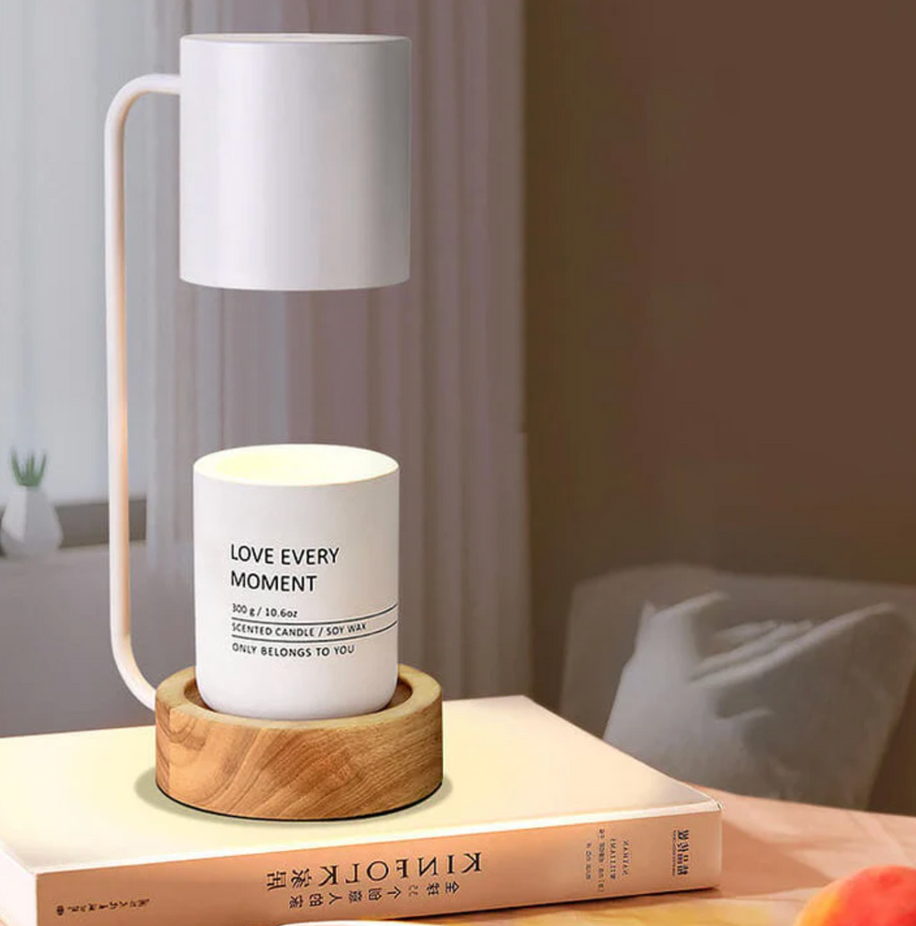 Modern Candle Warmer Lamp with Wooden Base