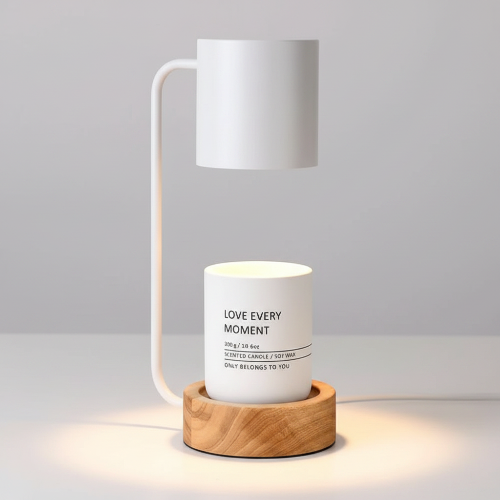 Modern Candle Warmer Lamp with Wooden Base