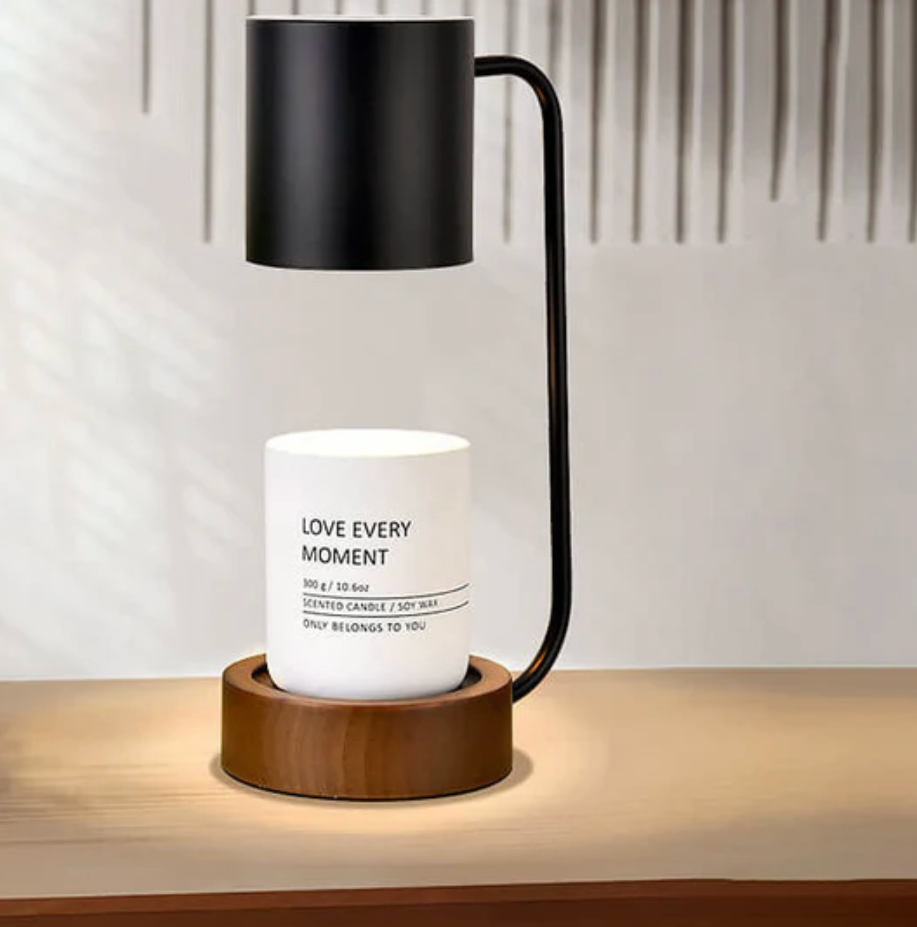 Modern Candle Warmer Lamp with Wooden Base