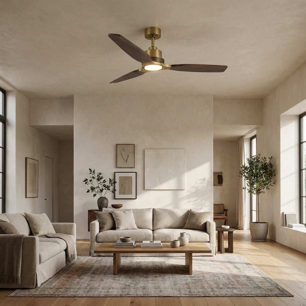 Modern Ceiling Fan with Wood Blades and LED