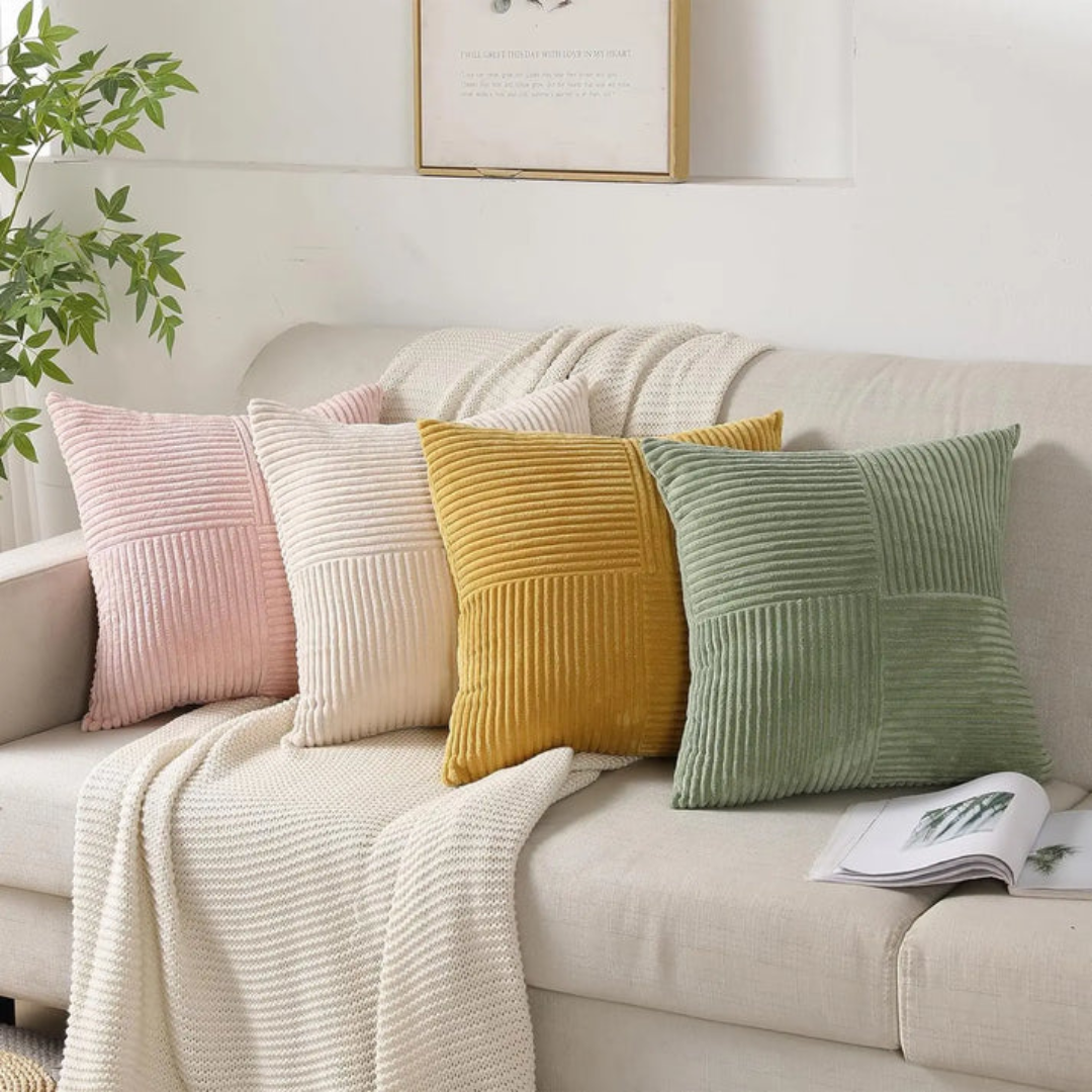 Modern Corduroy Patchwork Cushion Cover for Cozy Interiors