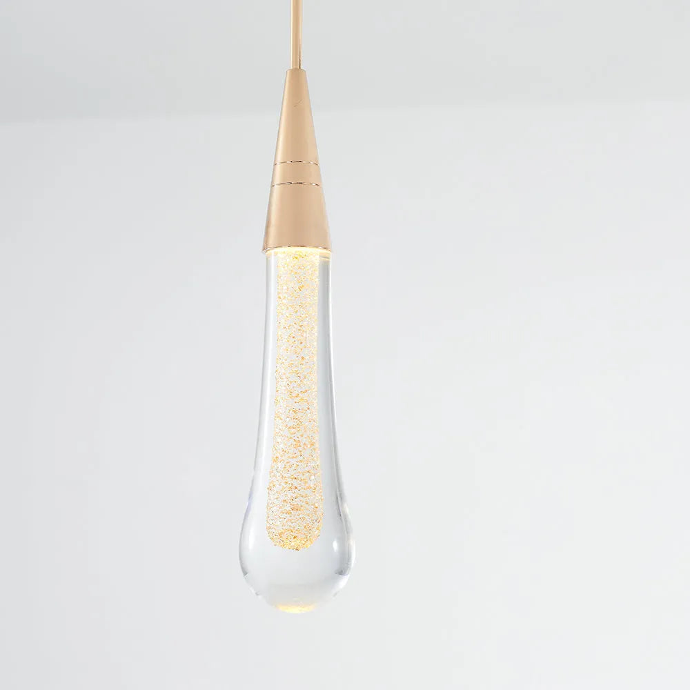 Modern Teardrop Pendant Crystal Light with Gold Finish