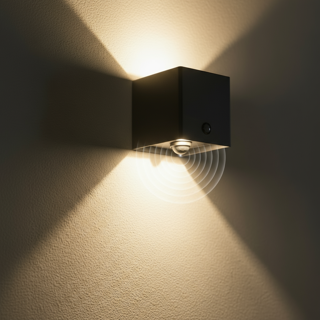 Modern Cube Garden Wall Light with Motion LED