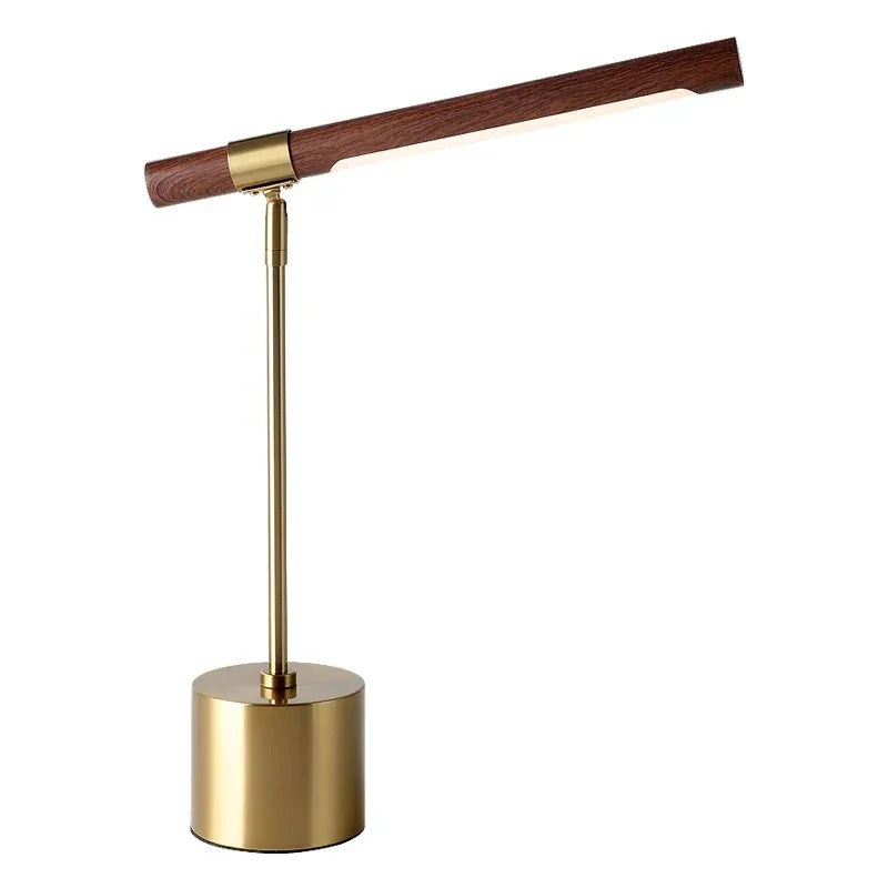 Modern Desk Lamp with Metal and Wood Bar Light