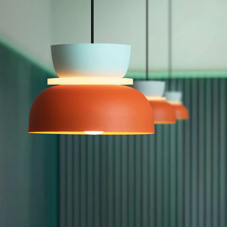 Modern Dome Pendant Light with Color Layers