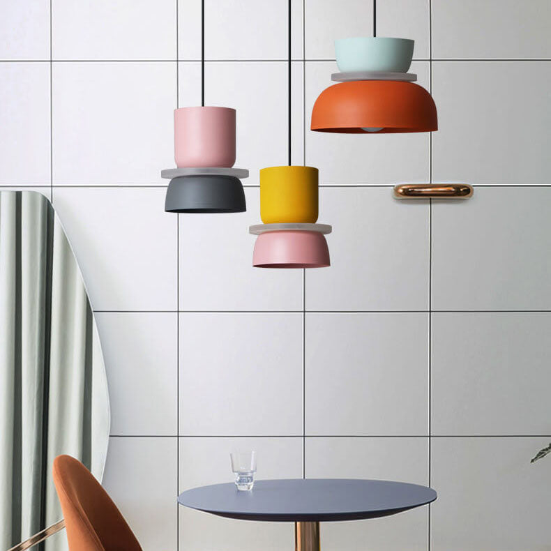Modern Dome Pendant Light with Color Layers