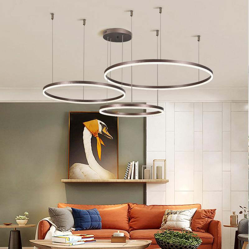 Modern Double Ring Light with LED Halo Design