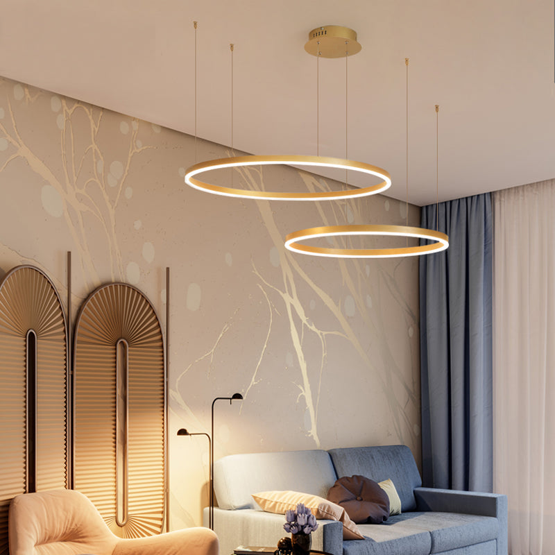 Modern Double Ring Light with LED Halo Design