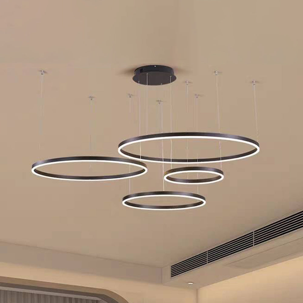 Modern Double Ring Light with LED Halo Design