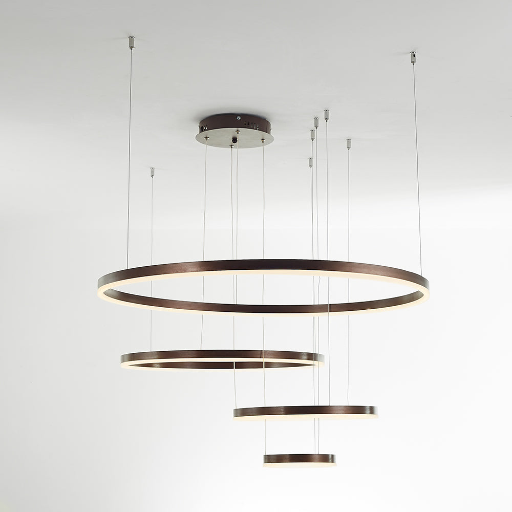 Modern Double Ring Light with LED Halo Design