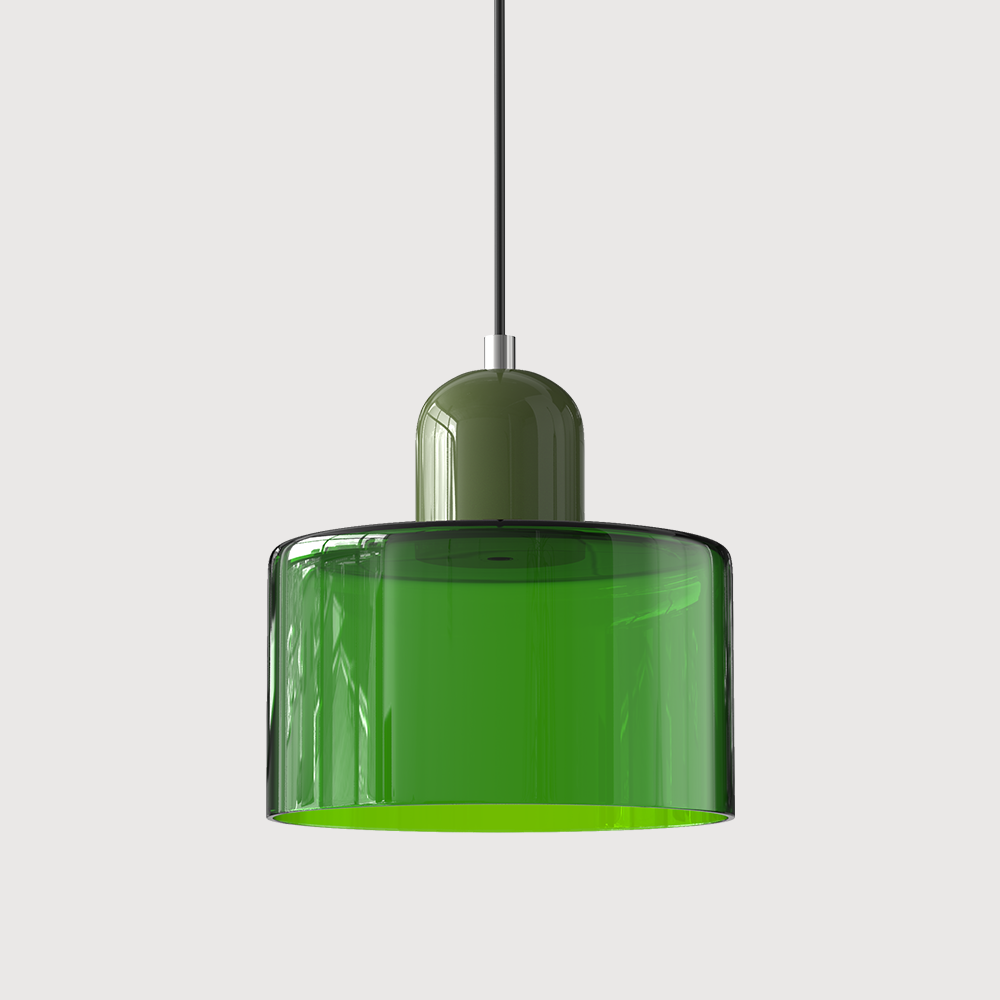 Modern Glass Pendant Light with Glossy Dome Shade