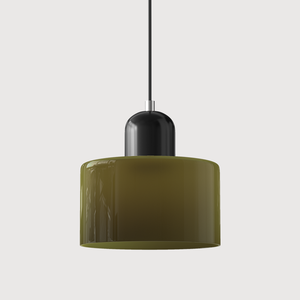 Modern Glass Pendant Light with Glossy Dome Shade