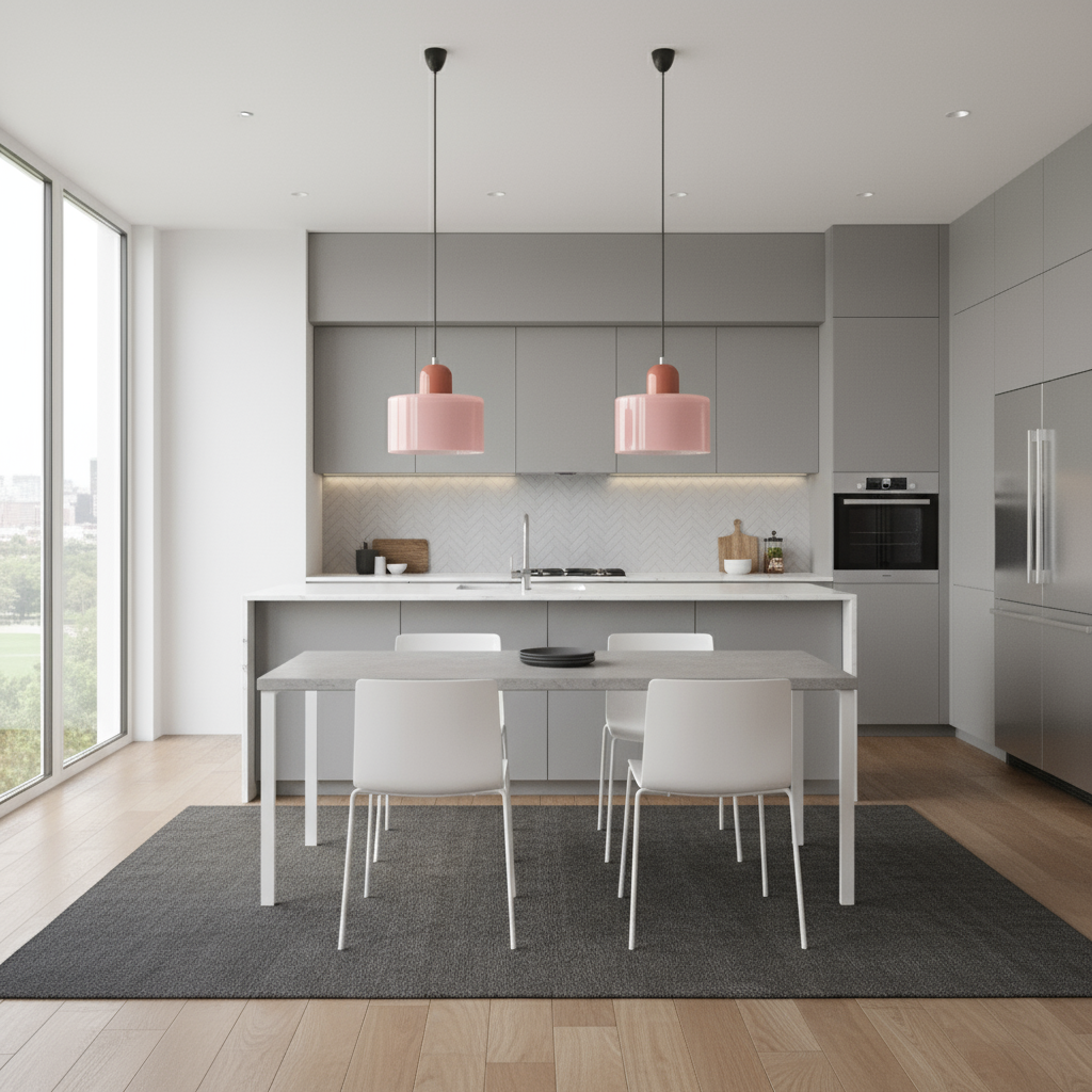 Modern Glass Pendant Light with Glossy Dome Shade