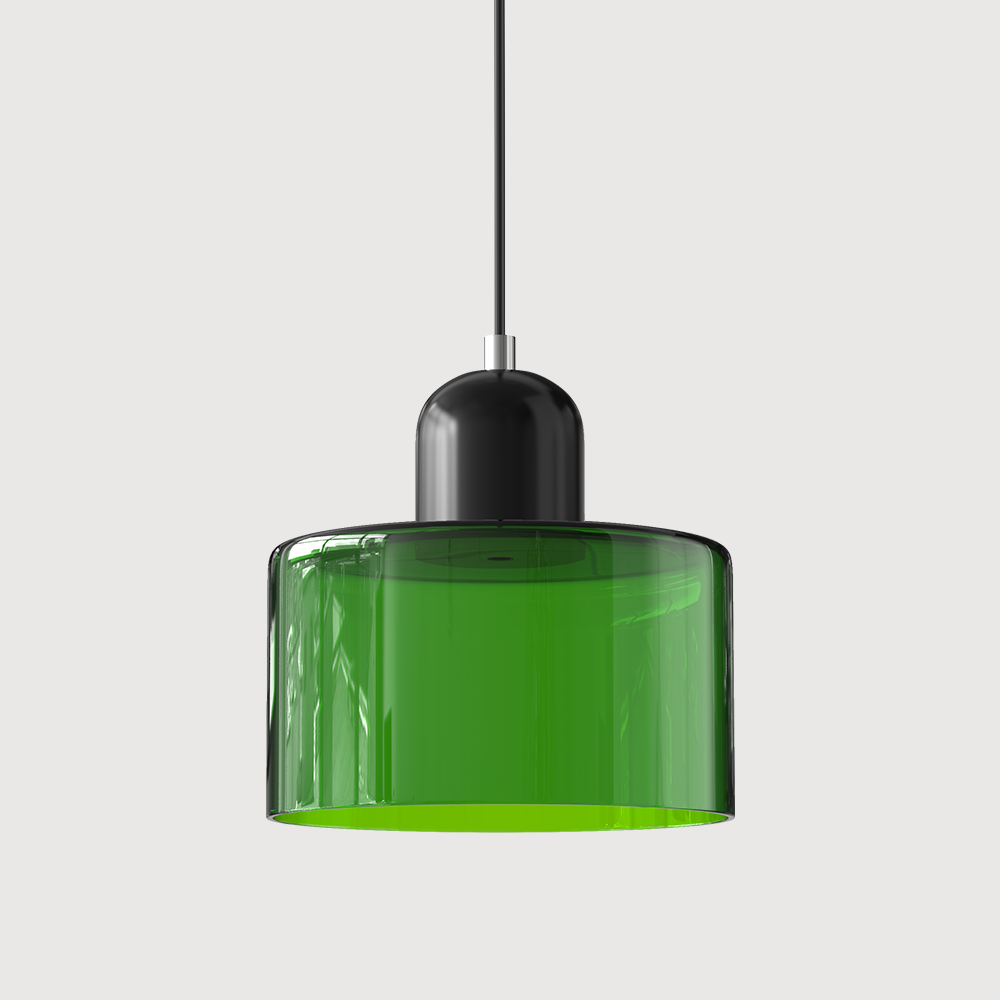 Modern Glass Pendant Light with Glossy Dome Shade