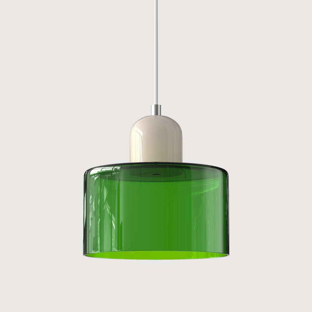 Modern Glass Pendant Light with Glossy Dome Shade