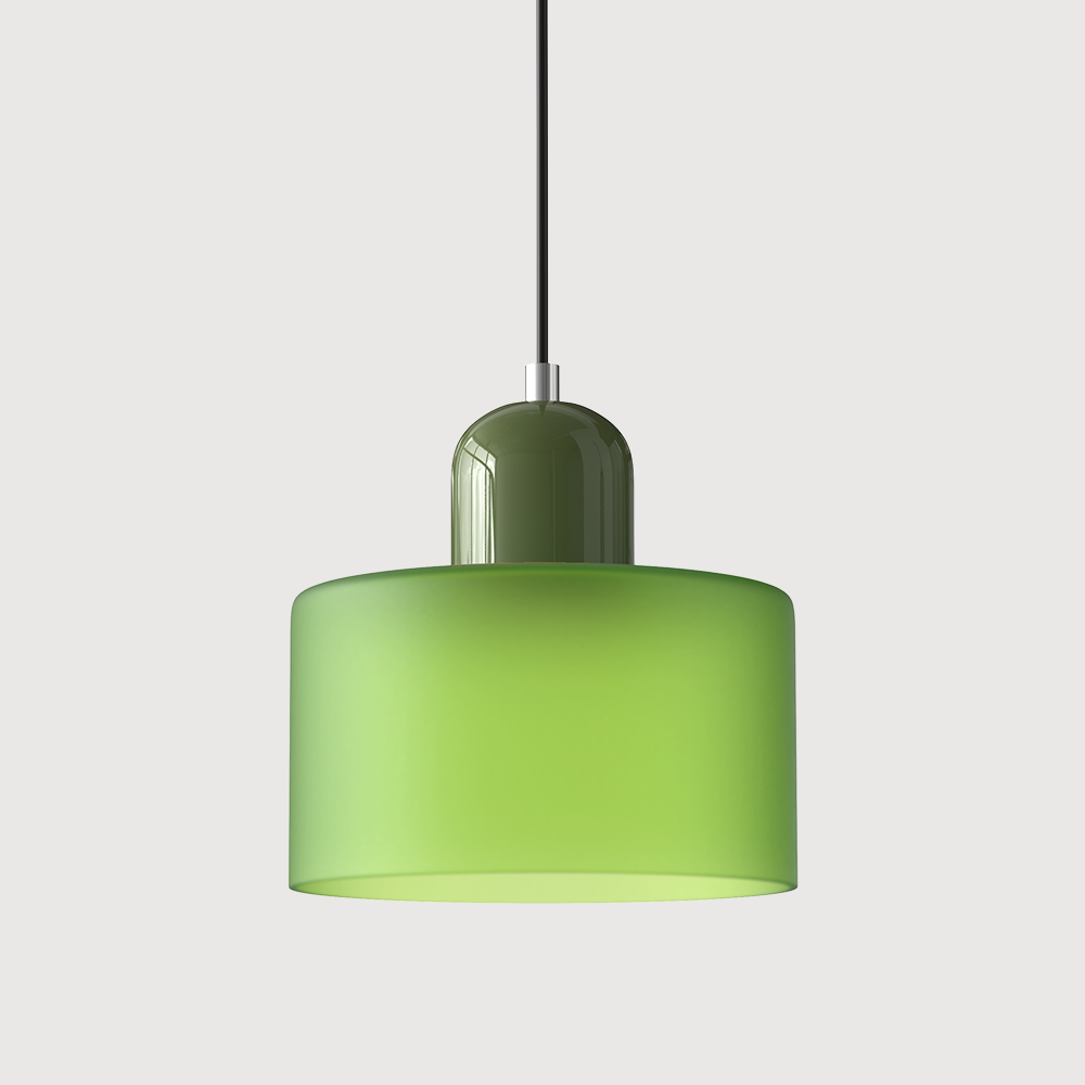 Modern Glass Pendant Light with Glossy Dome Shade