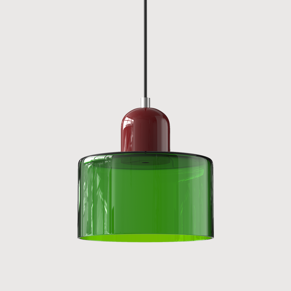 Modern Glass Pendant Light with Glossy Dome Shade