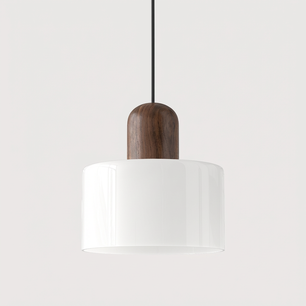 Modern Glass Pendant Light with Glossy Dome Shade