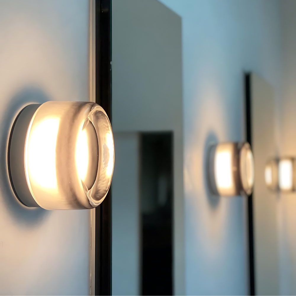 Modern Glass Wall Sconce with LED Glow
