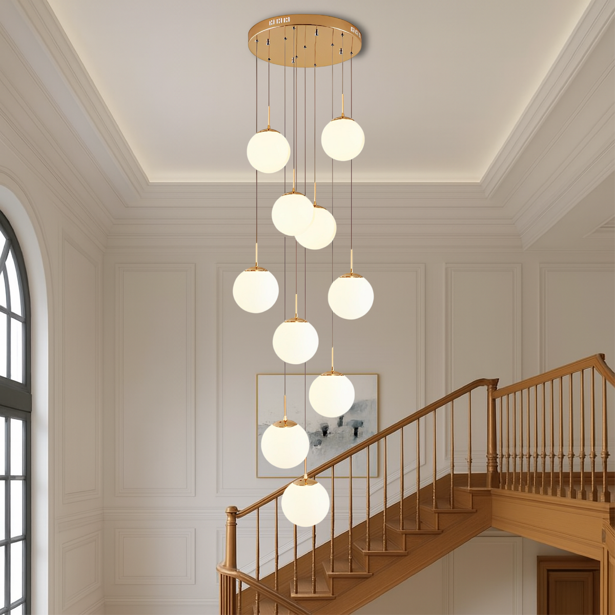 Modern Globe Chandelier with Cascading Lights