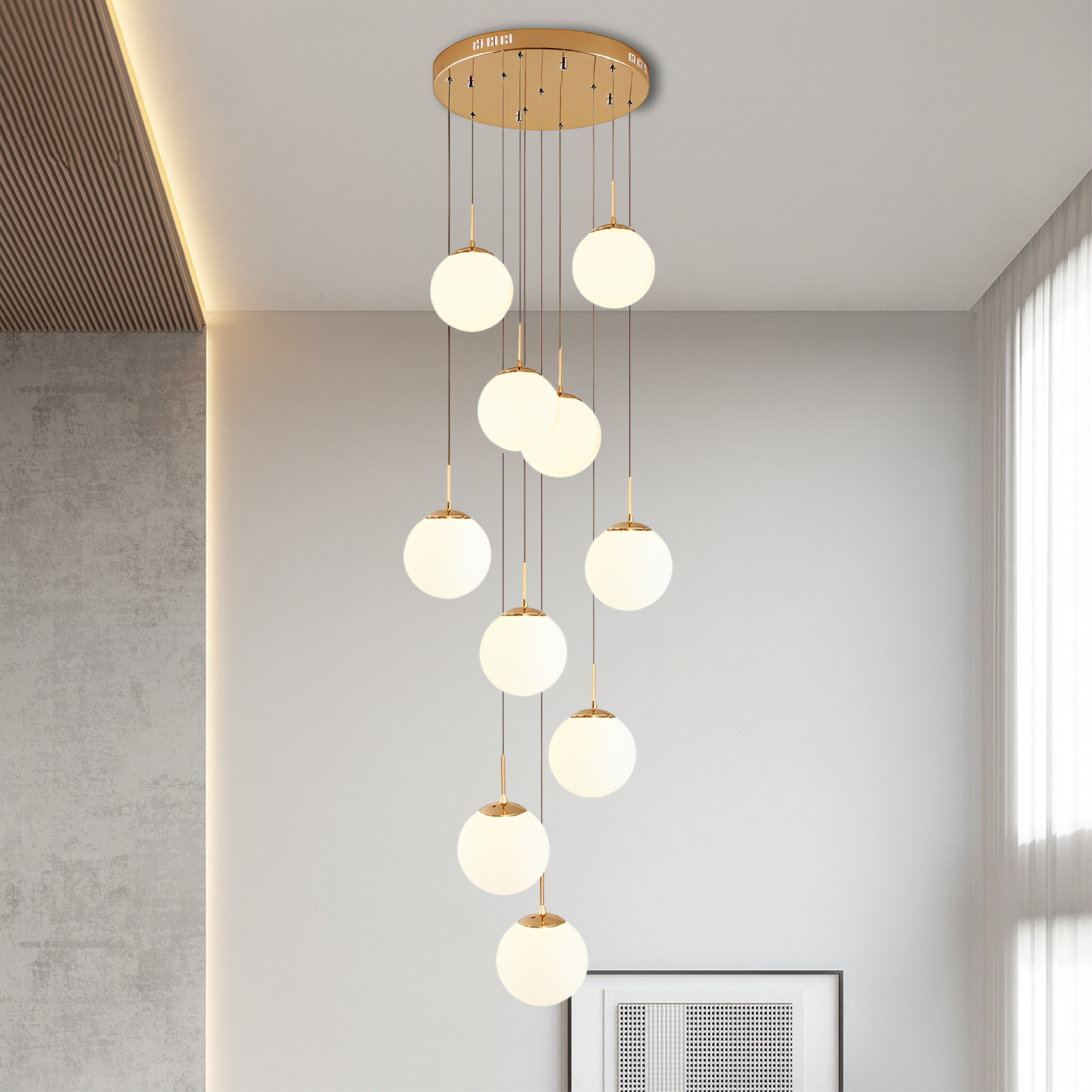 Modern Globe Chandelier with Cascading Lights