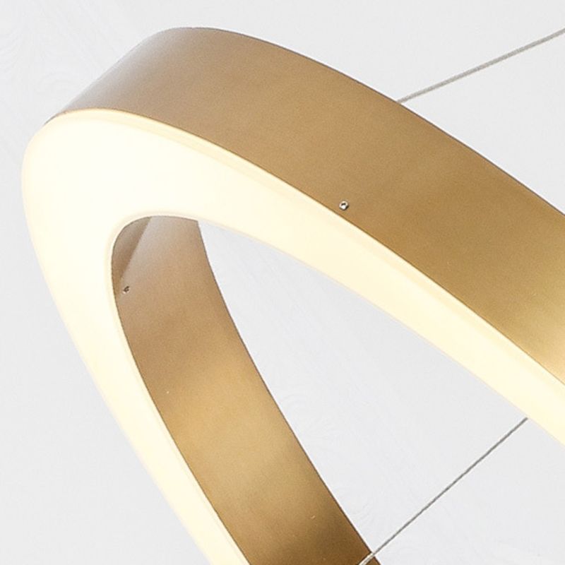 Modern Gold Ring Pendant Light with LED Halo