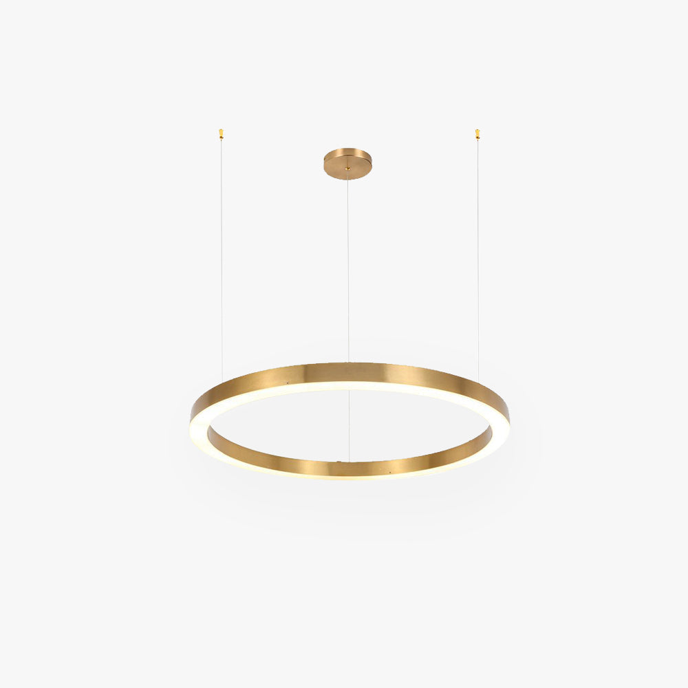 Modern Gold Ring Pendant Light with LED Halo