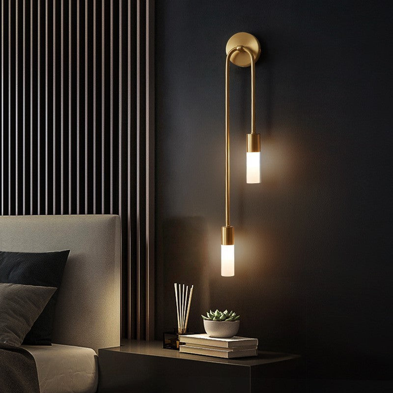 Modern Gold Wall Light with Dual LED Tubes