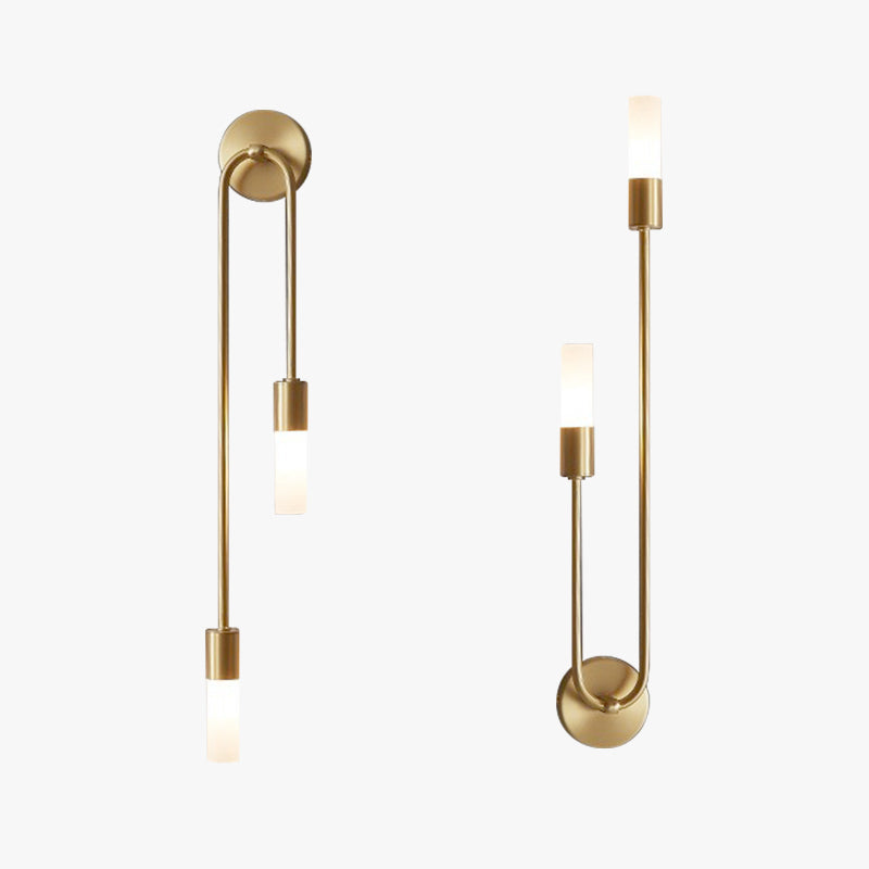 Modern Gold Wall Light with Dual LED Tubes