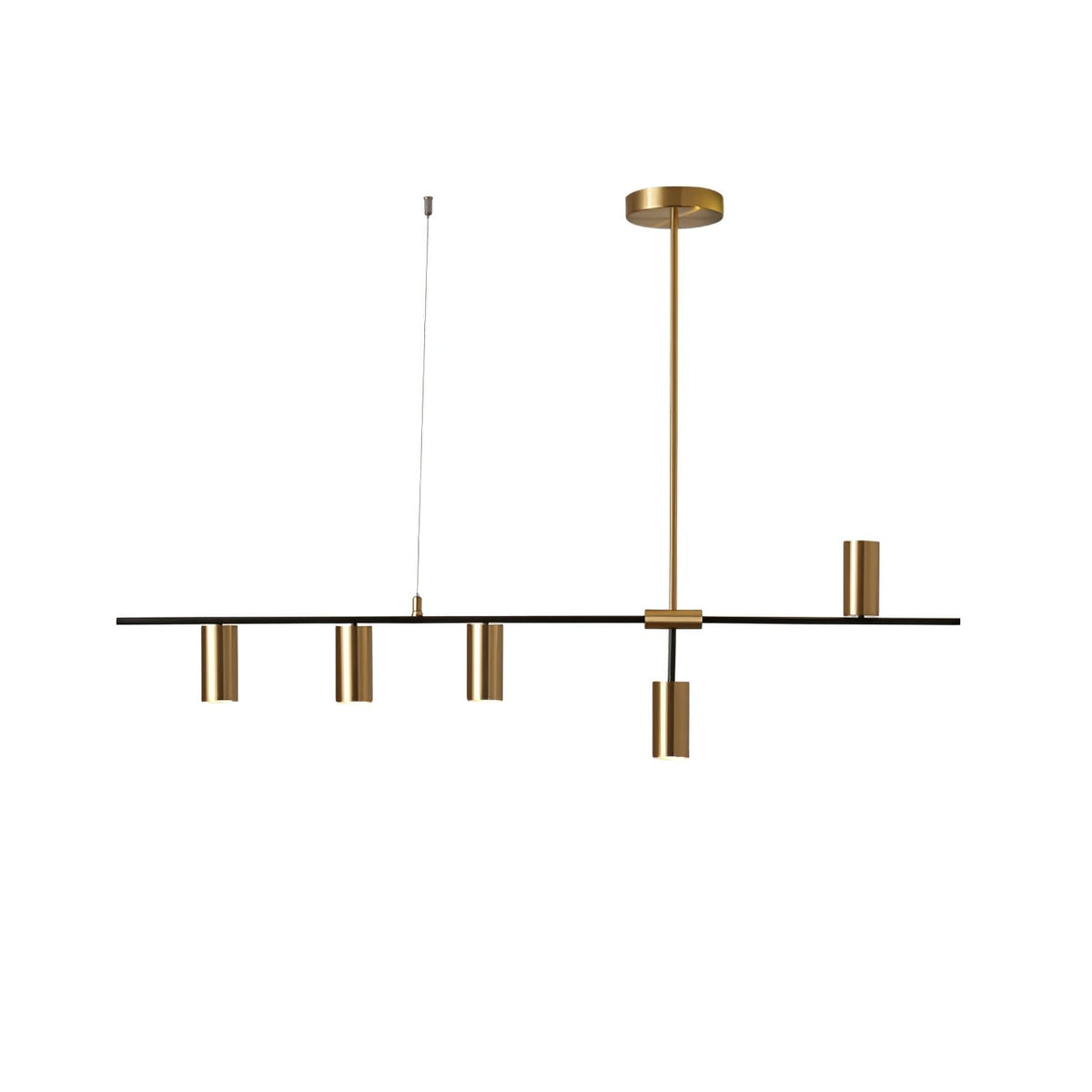 Modern Linear Multi-Light Pendant with Minimalist Gold Design