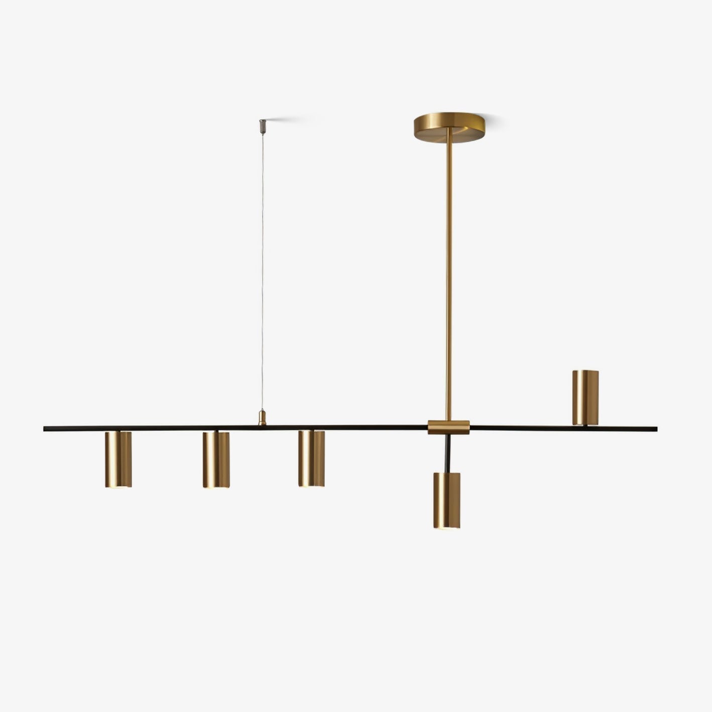 Modern Linear Multi-Light Pendant with Minimalist Gold Design