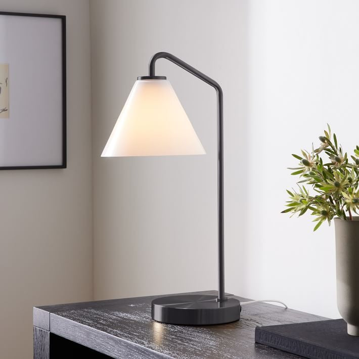 Modern Metal Table Lamp with Glass Shade