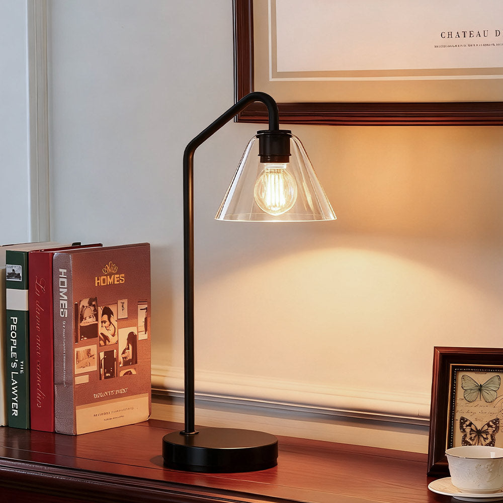 Modern Metal Table Lamp with Glass Shade