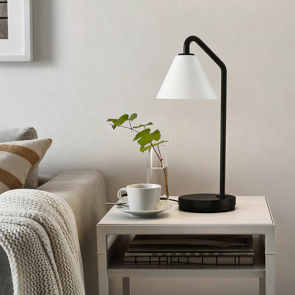 Modern Metal Table Lamp with Glass Shade