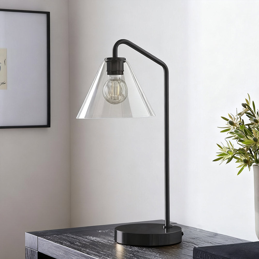 Modern Metal Table Lamp with Glass Shade
