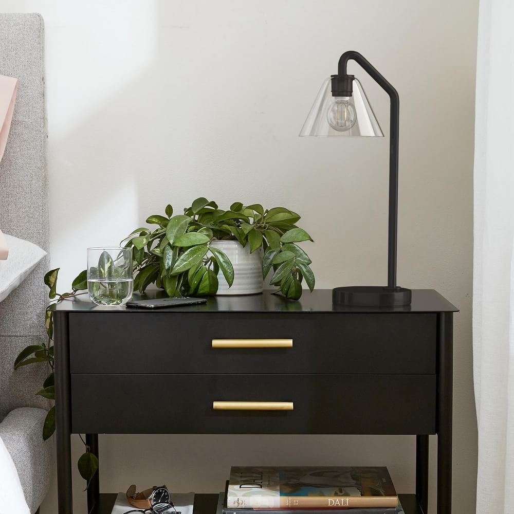 Modern Metal Table Lamp with Glass Shade