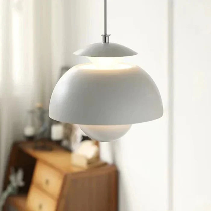 Modern Orange Pendant Light with Layered Shade
