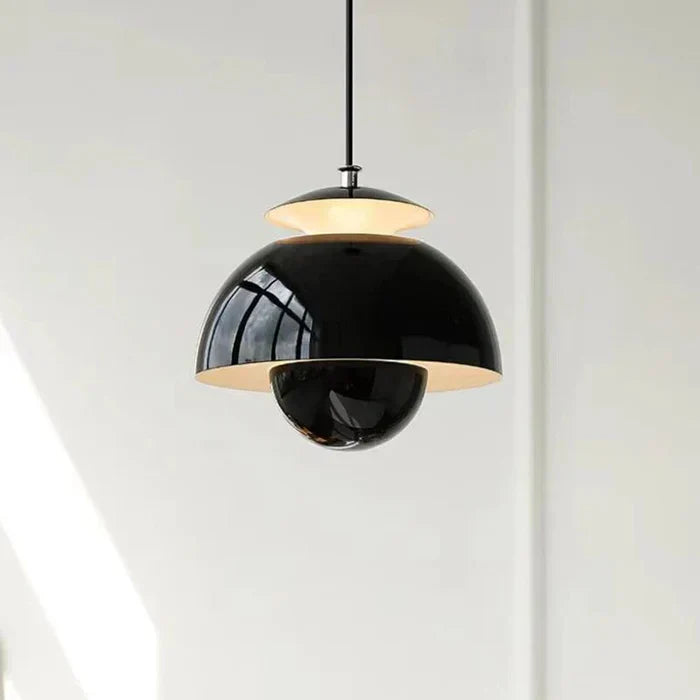Modern Orange Pendant Light with Layered Shade