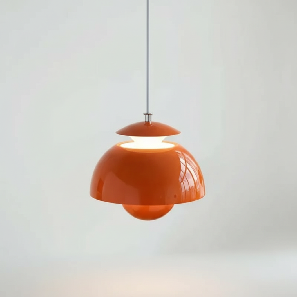 Modern Orange Pendant Light with Layered Shade