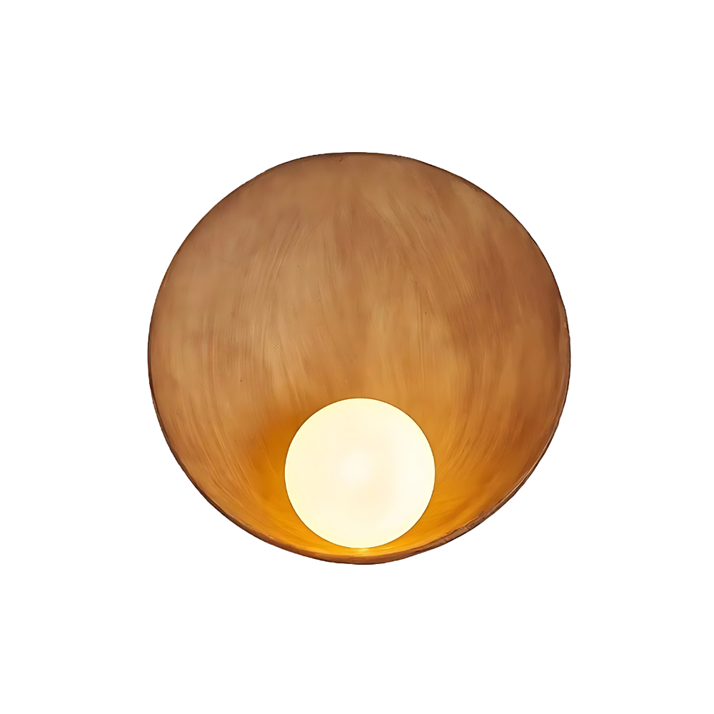 Japandi Wooden Bowl Wall Sconce with Wabi-Sabi Ambient Glow