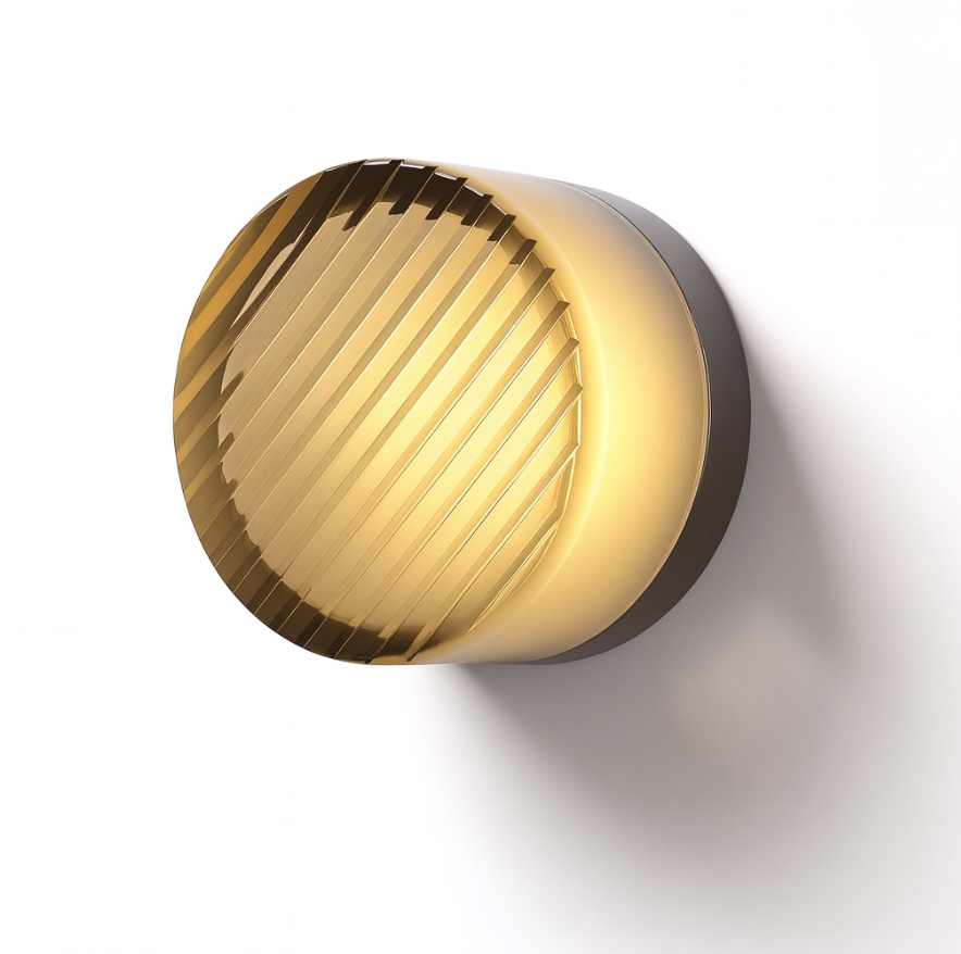Modern Round Wall Light with Gold Glass Frame