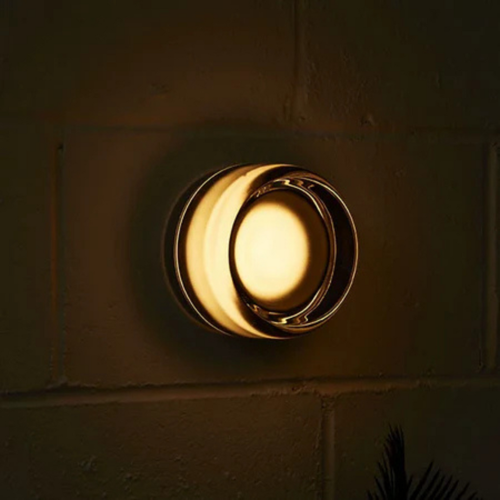 Modern Round Wall Light with Gold Glass Frame