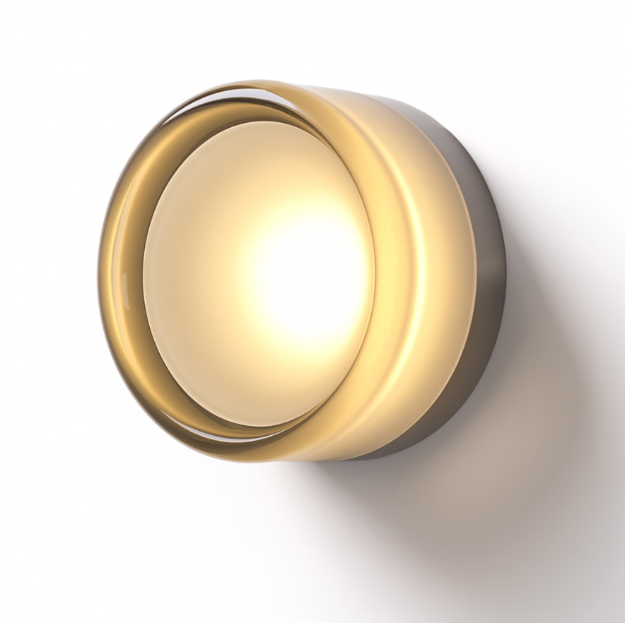 Modern Round Wall Light with Gold Glass Frame