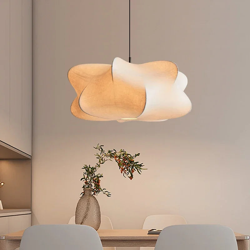 Modern Silk Pendant Light with Sculpted Shade